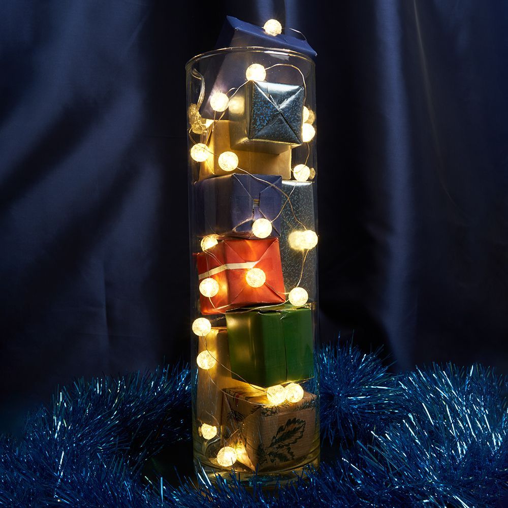 Светодиодная гирлянда Feron CL565 линейная Лед шарики, статичная 3м + 0.3м 2700K с питанием от батар