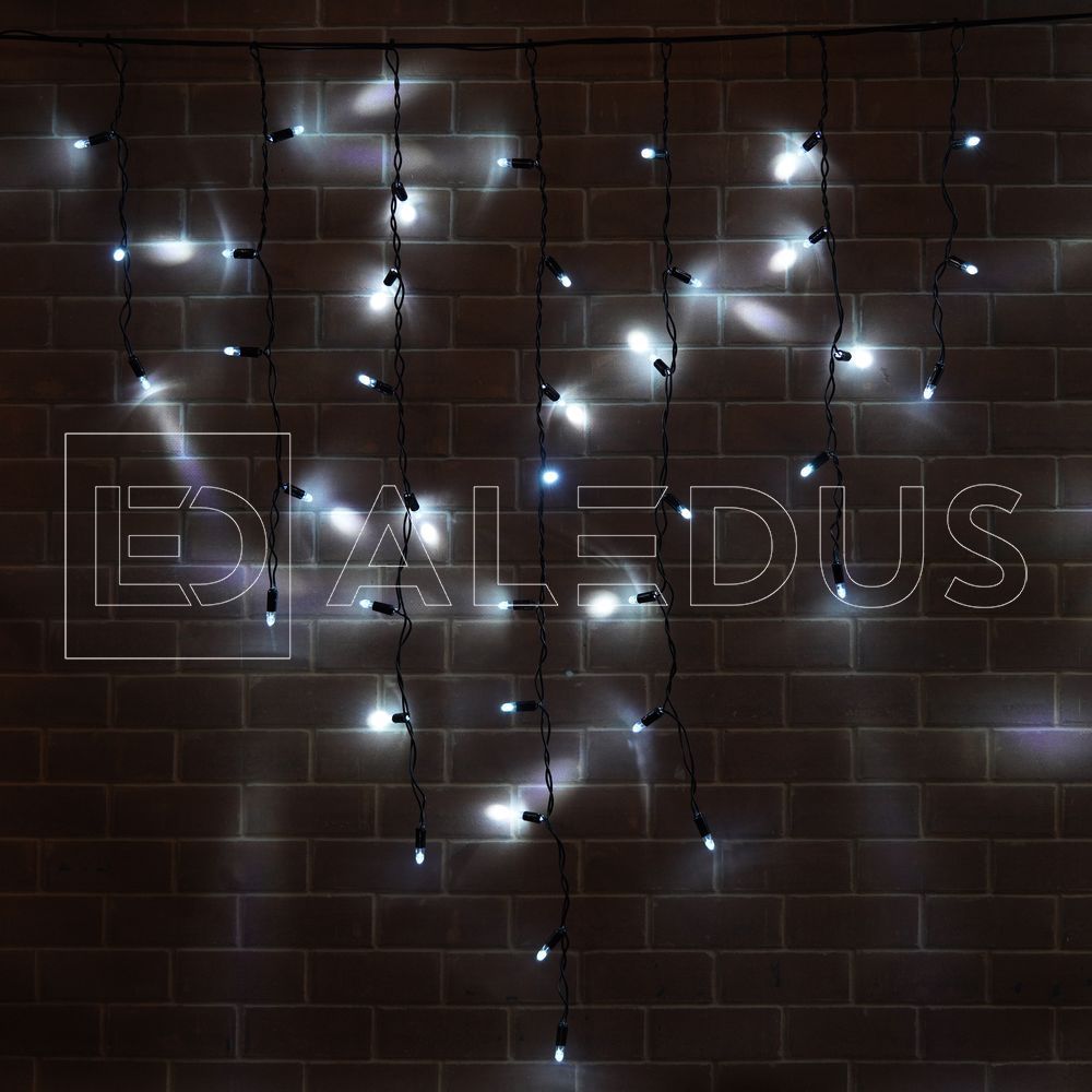 Бахрома (Айсикл) ALEDUS 3x0.9 м, черный провод, ПВХ, белый, без мерцания i-BP-3x0.9M-W