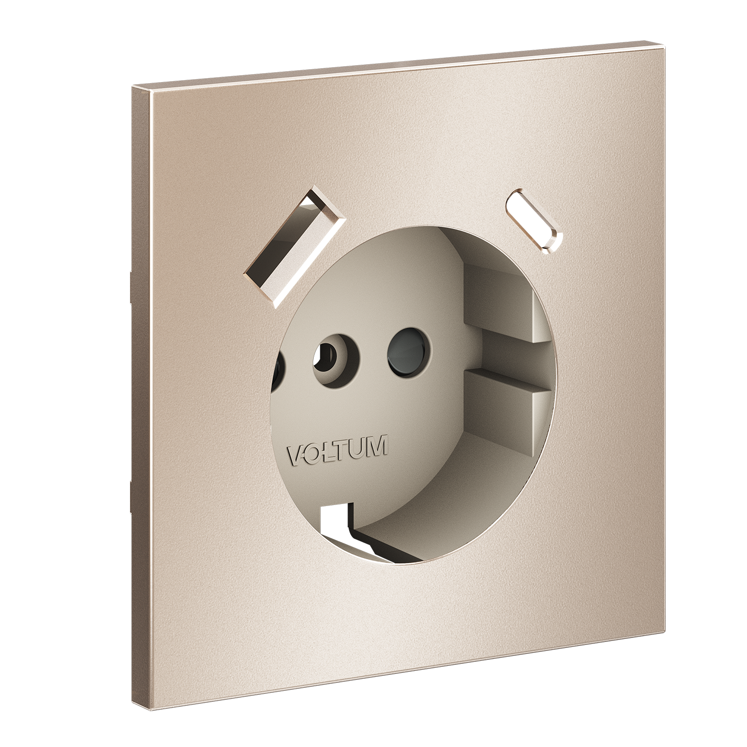 Накладка для розетки с заземлением и защитными шторками, с USB A+C, S70 Metal (платина) Voltum VLSM0