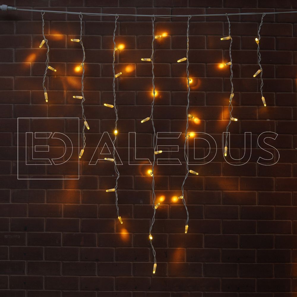 Бахрома (Айсикл) ALEDUS 3x0.9 м, белый провод, ПВХ, теплый белый, без мерцания i-WP-3x0.9M-WW