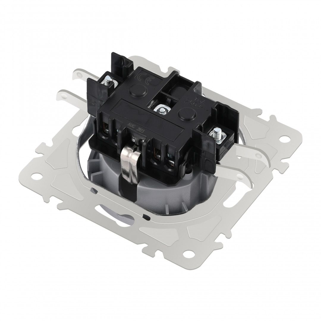Розетка с заземлением и шторками, 16A 250V 202.40-1.silver Arte Milano