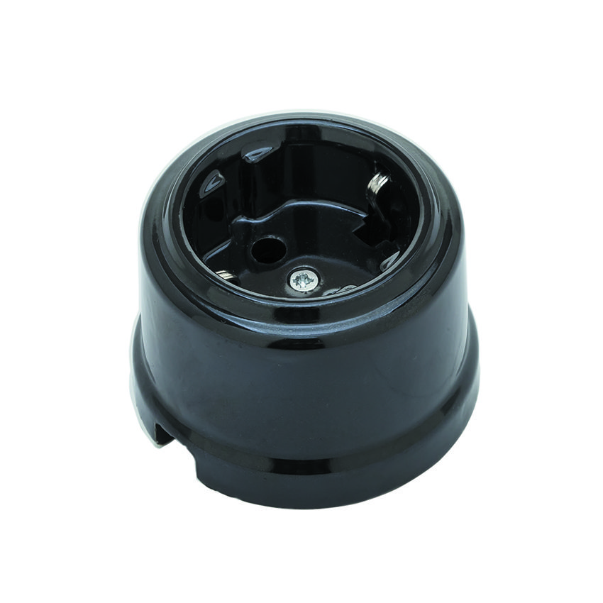 Ретро розетка с заземляющим контактом черная Sun Lumen 061-001