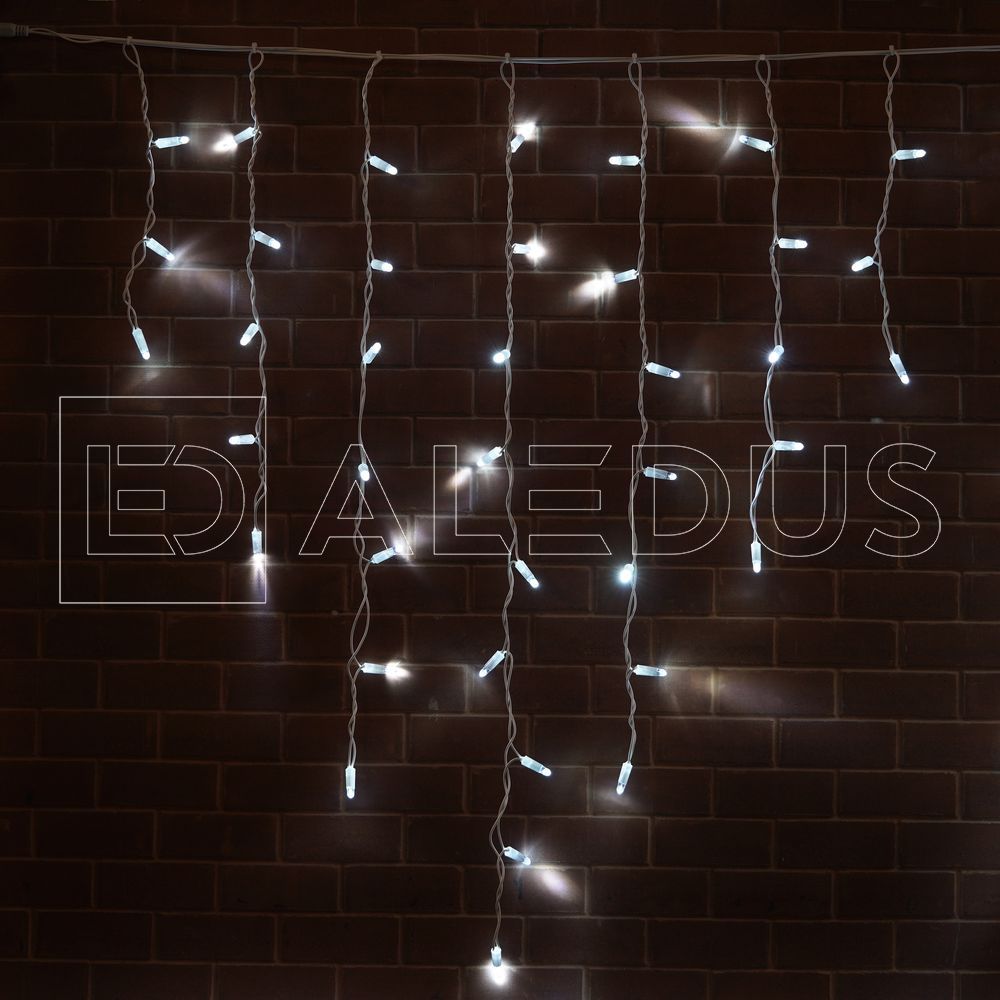 Бахрома (Айсикл) ALEDUS 3x0.9 м, белый провод, ПВХ, белый, без мерцания i-WP-3x0.9M-W