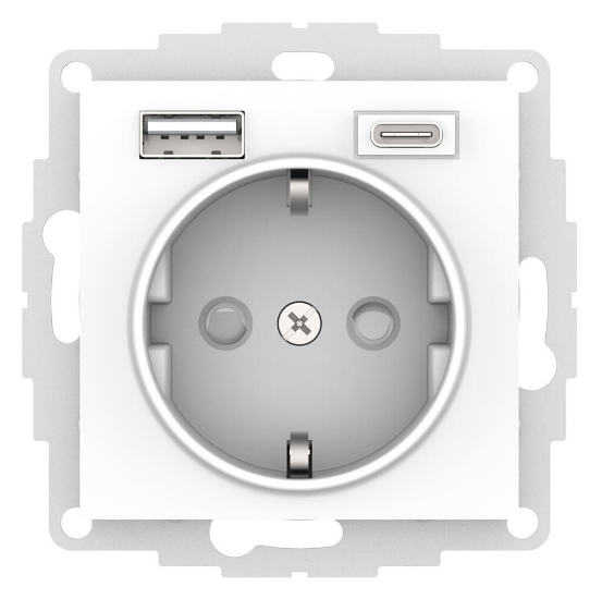 Розетка с USB+USB type C Schneider Electric ATLASDESIGN со шторками ATN001332