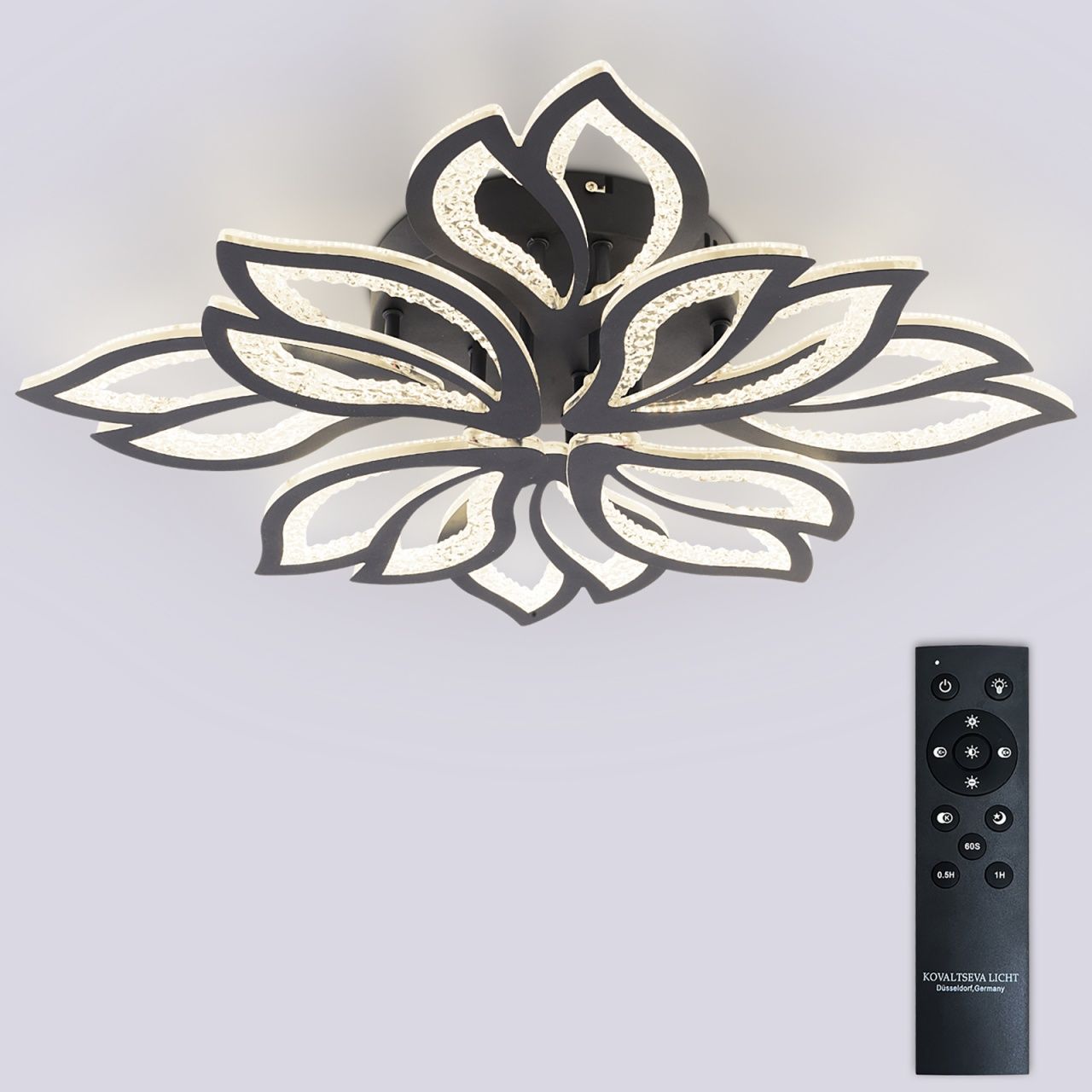 Светодиодный светильник люстра с пультом ДУ 176W, черный, LED Natali Kovaltseva LED LAMPS 81107/7C