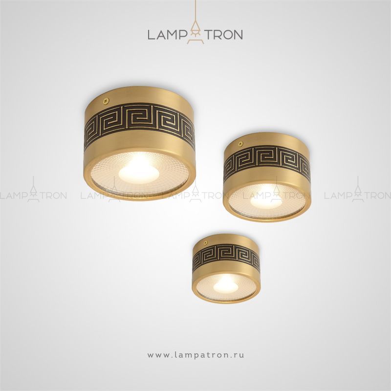 Точечный накладной светильник цилиндрической формы с орнаментом меандр Lampatron BIEN