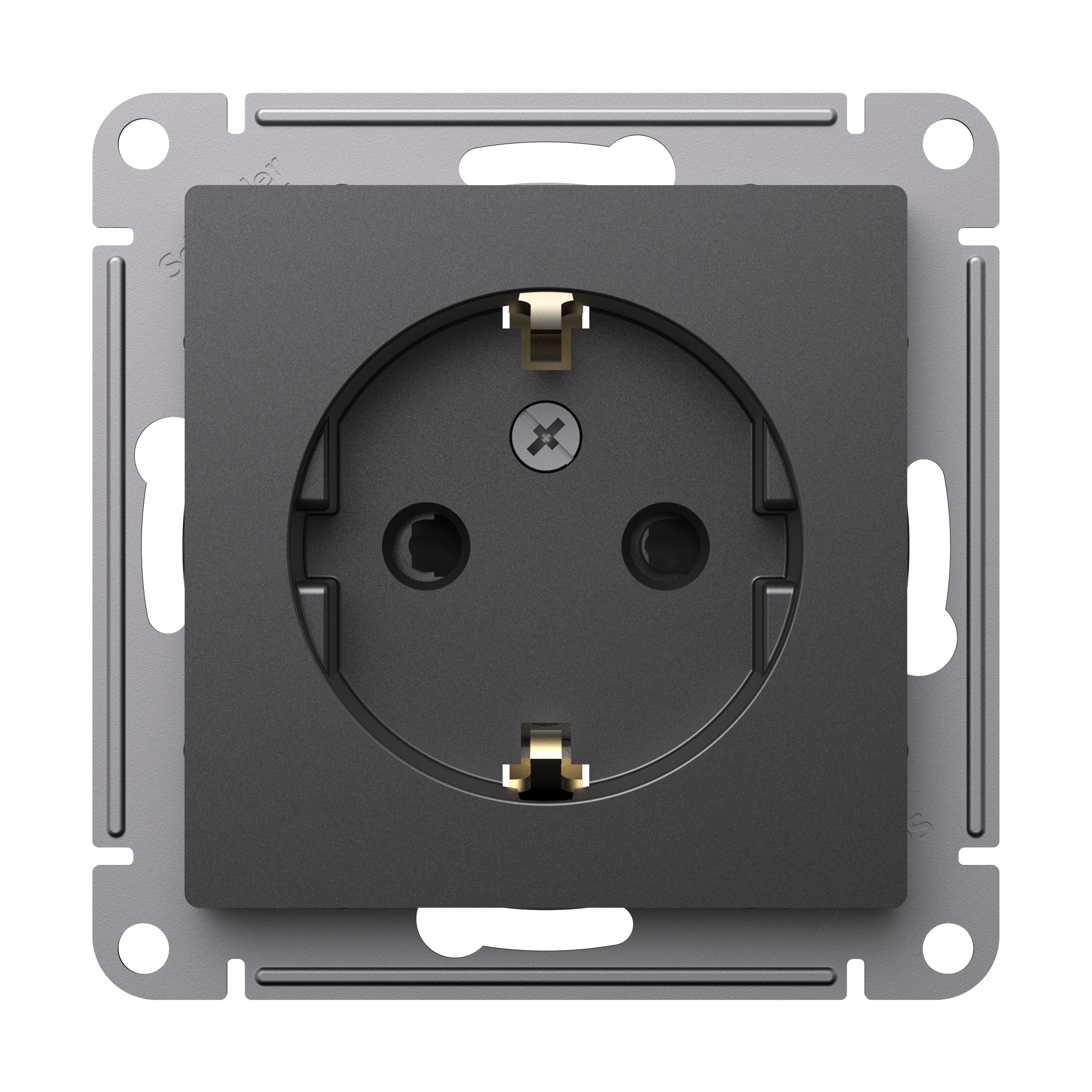 Розетка с заземлением со шторками Schneider Electric Atlasdesign 16А, базальт ATN001445