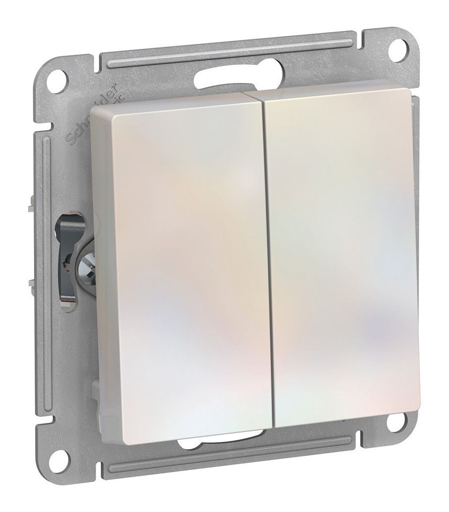 Переключатель 2-клавишный Systeme Electric ATLASDESIGN, жемчуг ATN000465