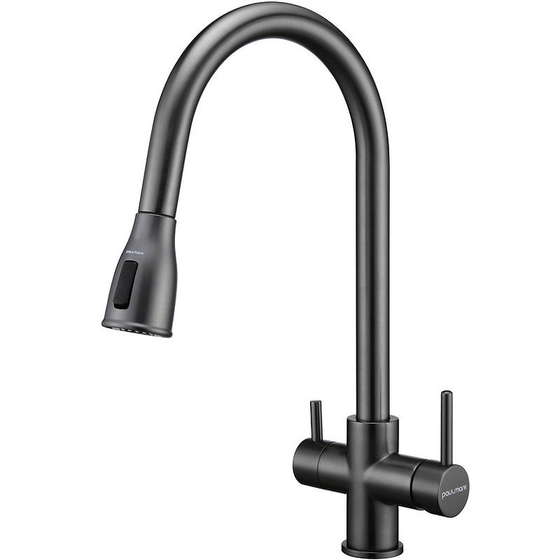 Смеситель для кухни Lange, вороненая сталь, La214212-GM, Paulmark
