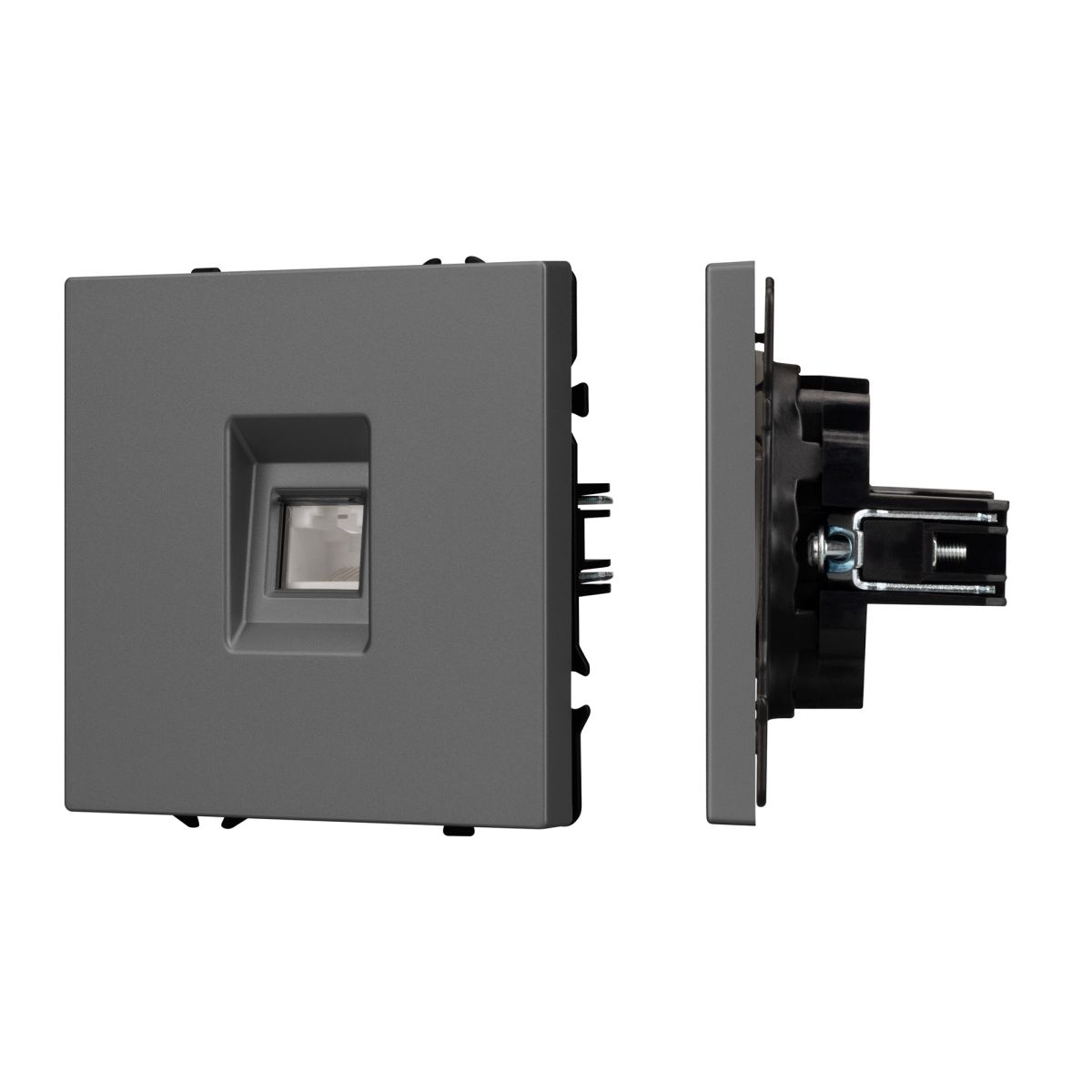 Розетка телефонная софт-тач серый базальт Arlight SCT-MTL1-SFPL-GR (RJ-11, 4C) 054303(1)