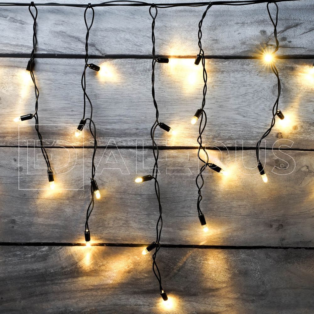 Бахрома (Айсикл) ALEDUS 3x0.5 м, черный провод, ПВХ, теплый белый, без мерцания i-BP-3x0.5M-WW