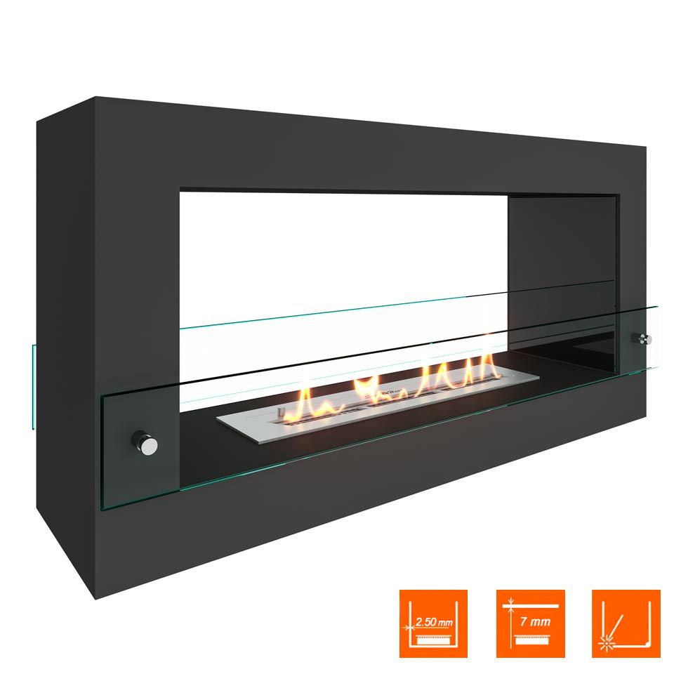 Биокамин SteelHeat FRAME ONE 900 черный (Стекло + Стемалит)
