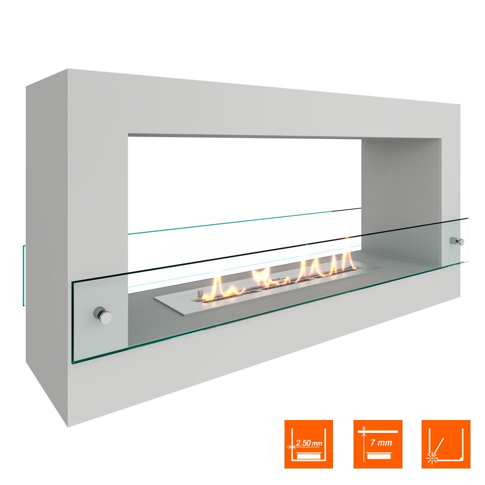 Биокамин SteelHeat FRAME ONE 900 белый (Стекло)