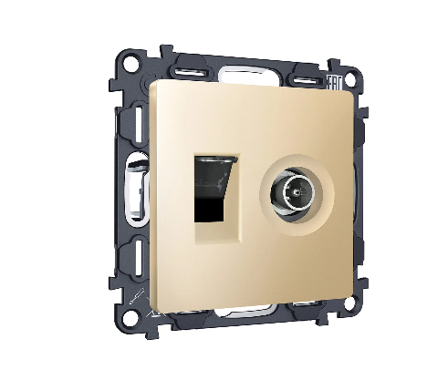Комплект механизма розетки компьютерной + TV оконечной RJ-45 (8P8C) Ambrella Volt ALFA MA612510