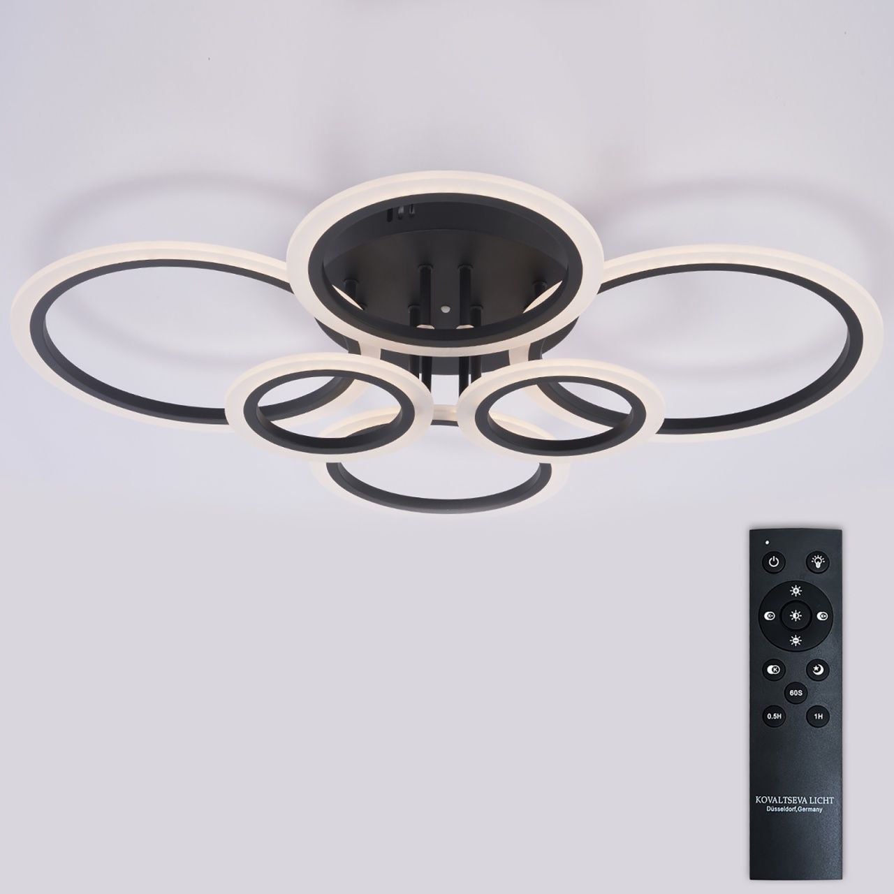 Светодиодный светильник люстра с пультом ДУ 132W, черный, LED Natali Kovaltseva LED LAMPS 81440