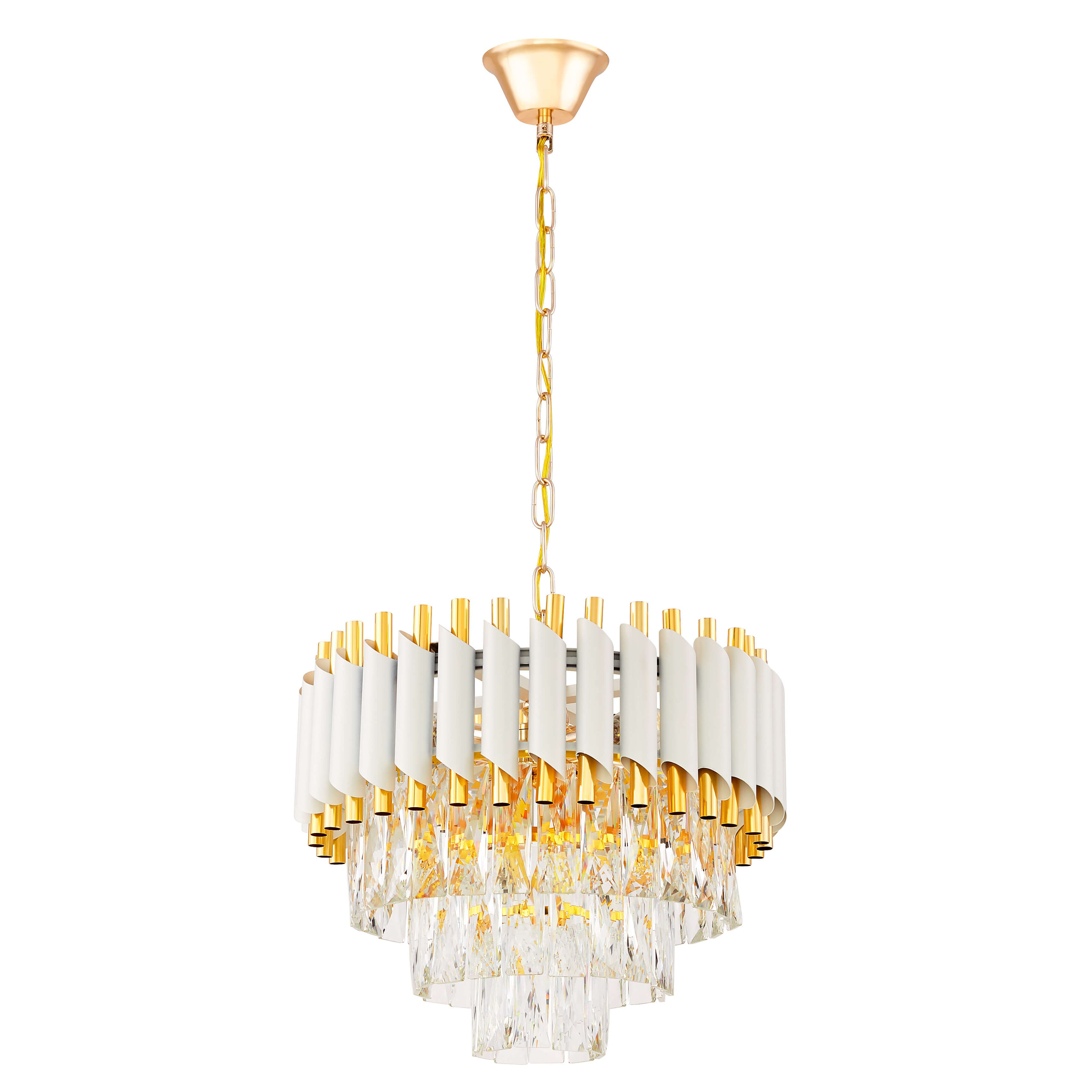 Хрустальная подвесная люстра Lumina Deco Funneli LDP 6003-400 WT+F.GD