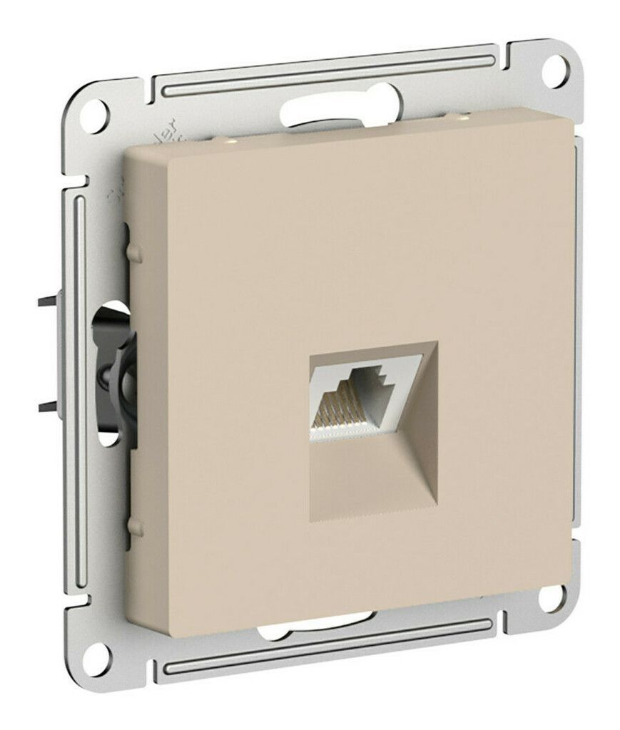 Розетка компьютерная RJ45 cat. 5e Systeme Electric ATLASDESIGN, скрытый монтаж, песочный, ATN001283