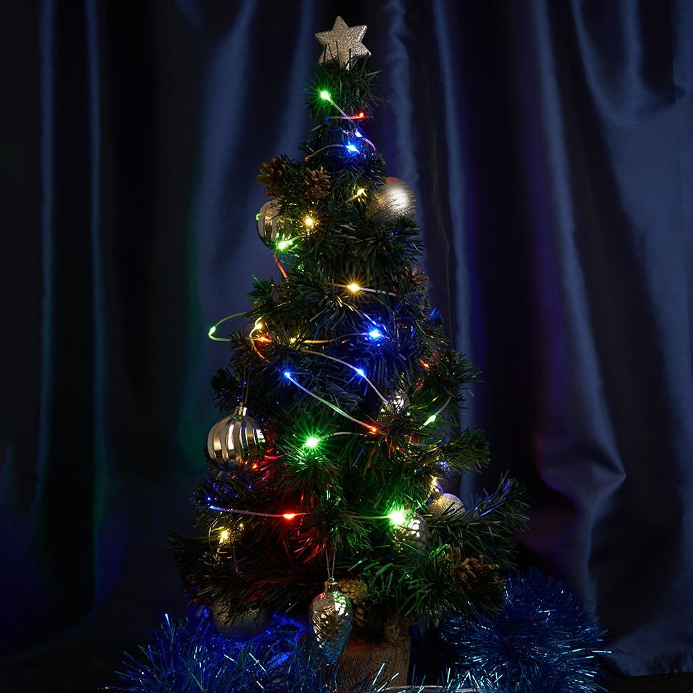 Светодиодная гирлянда Feron CL577 линейная Роса (на плоском проводе) 220V мультиколор c питанием от 