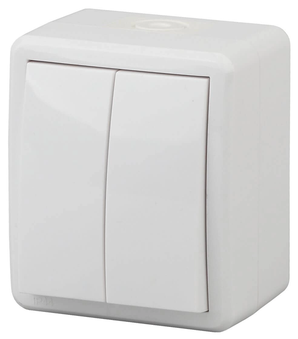Выключатель двухклавишный ЭРА Эксперт 10AX 250V IP54 11-1404-01 Б0020675