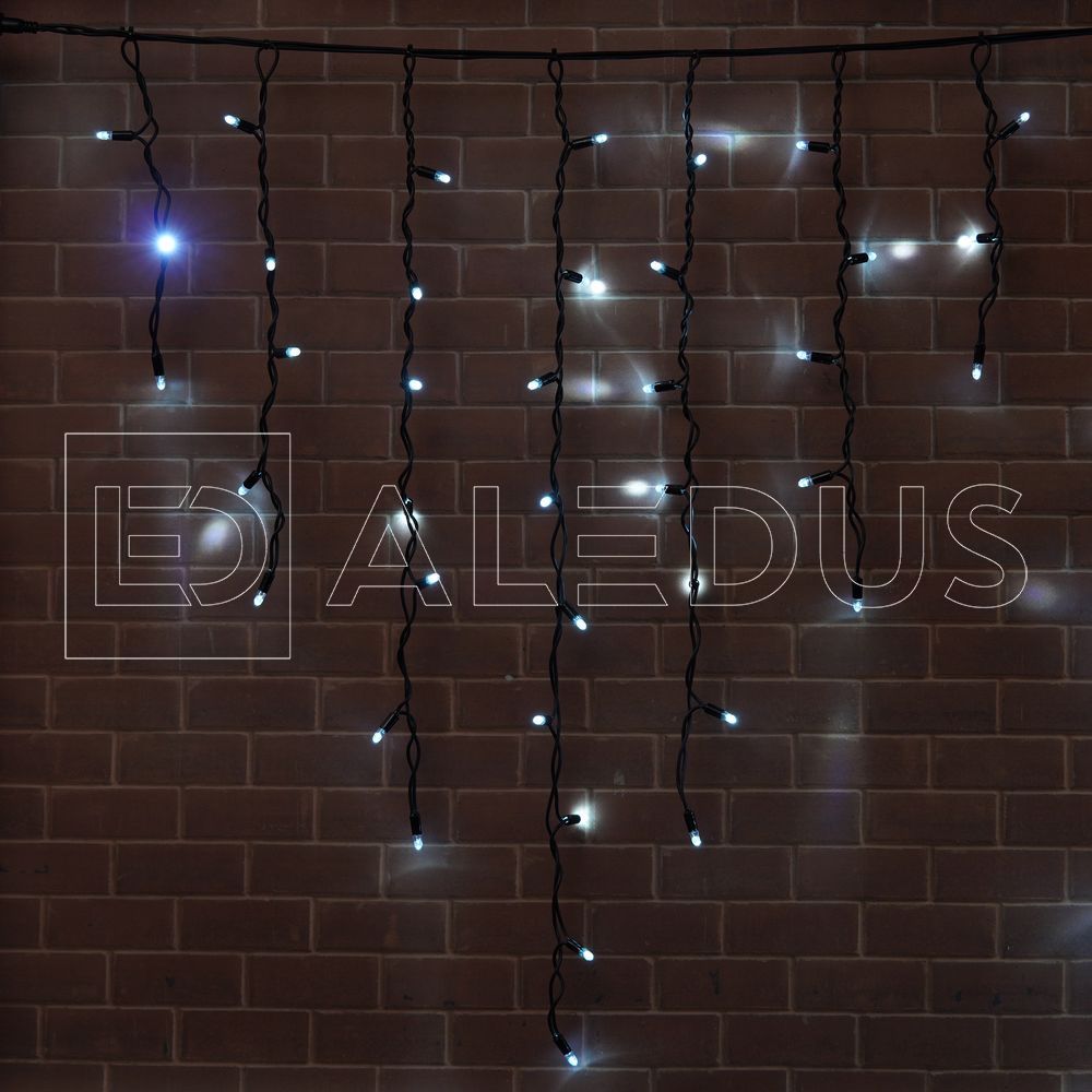 Бахрома (Айсикл) ALEDUS 3x0.9 м, черный провод, каучук (резина), белый, без мерцания i-BR-3x0.9M-W