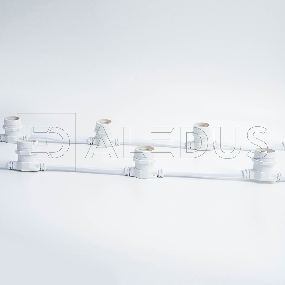 Белт лайт ALEDUS бухта 10 м, белый провод, ПВХ, шаг 20 см, Е27 BC-WP-10M-20