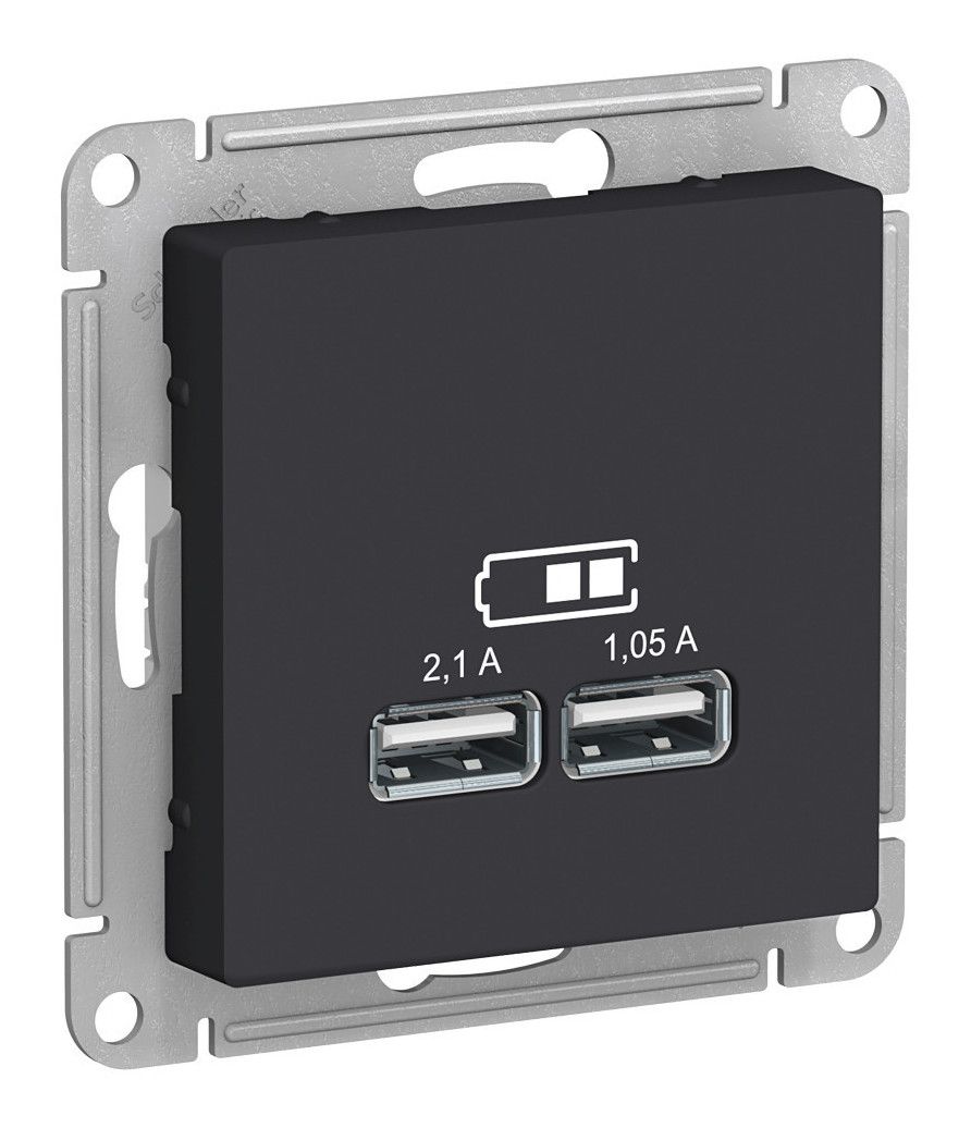 Розетка 2xUSB Systeme Electric ATLASDESIGN, карбон ATN001033
