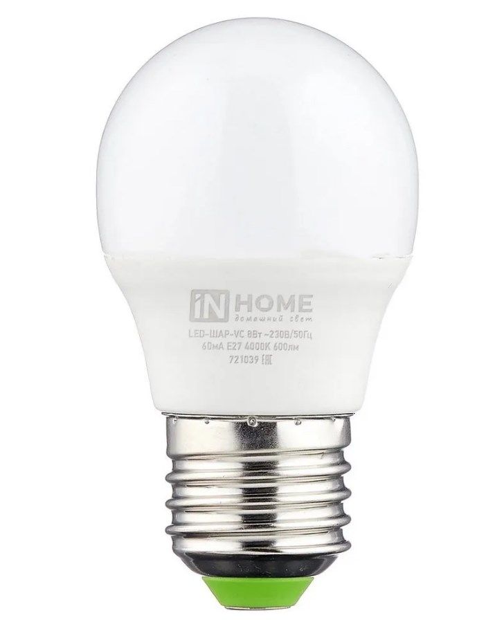 Лампа светодиодная In Home LED-ШАР-VC 8Вт Е27 4000К 016.5073