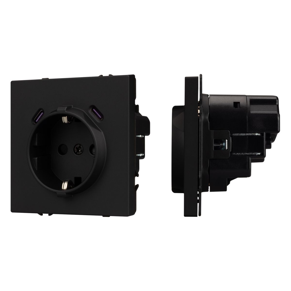 Розетка зк со шторками с USB тип C+С софт-тач черный оникс Arlight SCT-MUCC-SFPL-BK (250V, 16A) 0618