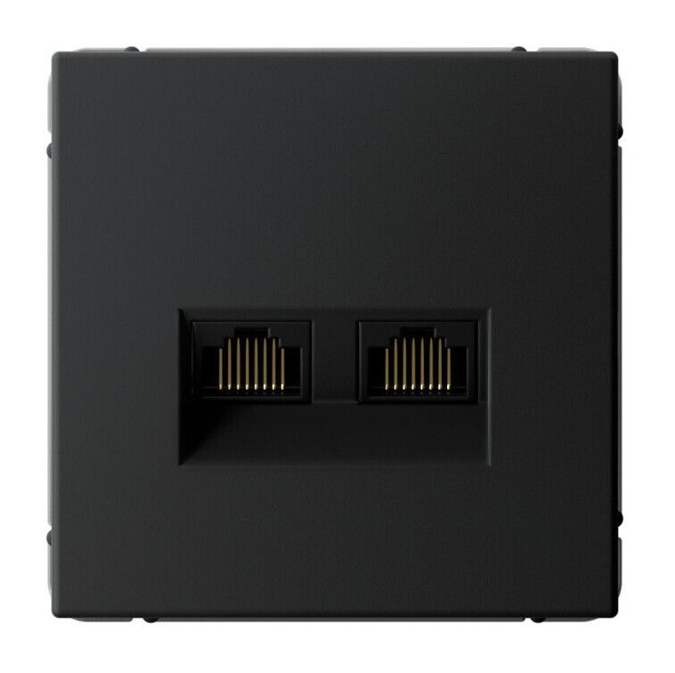 Розетка компьютерная 2xRJ45 Systeme Electric ARTGALLERY, кат.6А, скрытый монтаж, карбон, GAL001088