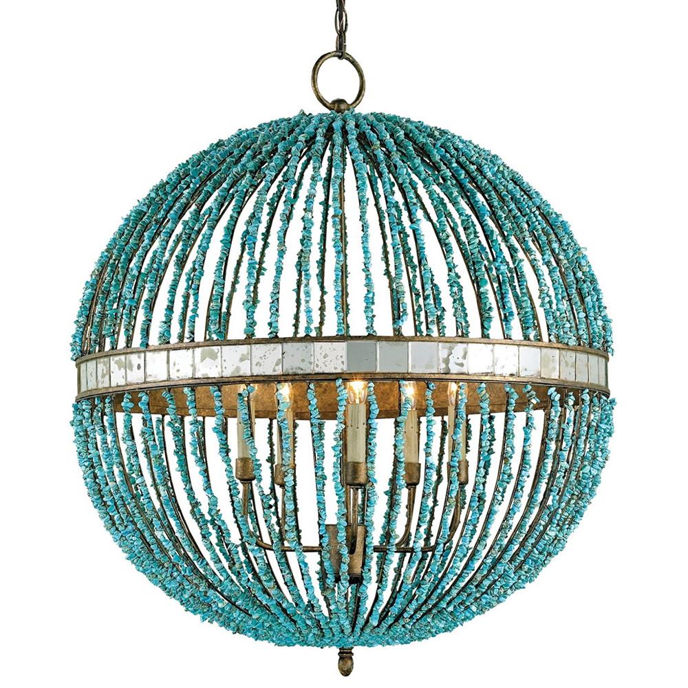 Светильник подвесной CURREY AND COMPANY BEADED ORB CHANDELIER — TURQUOISE BLUE D70 40.1850-0