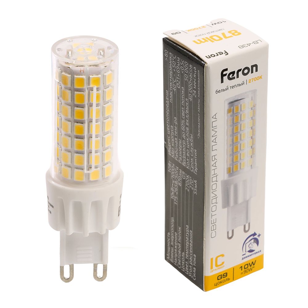 Лампа светодиодная диммируемая Feron LB-438 G9 10W 175-265V 2700K