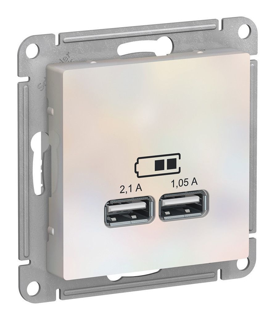 Розетка 2xUSB Systeme Electric ATLASDESIGN, жемчуг ATN000433