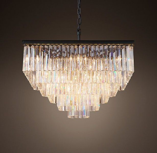 Светильник Loft Industry - 1920s Odeon Glass Square Chandelier - 5 rings