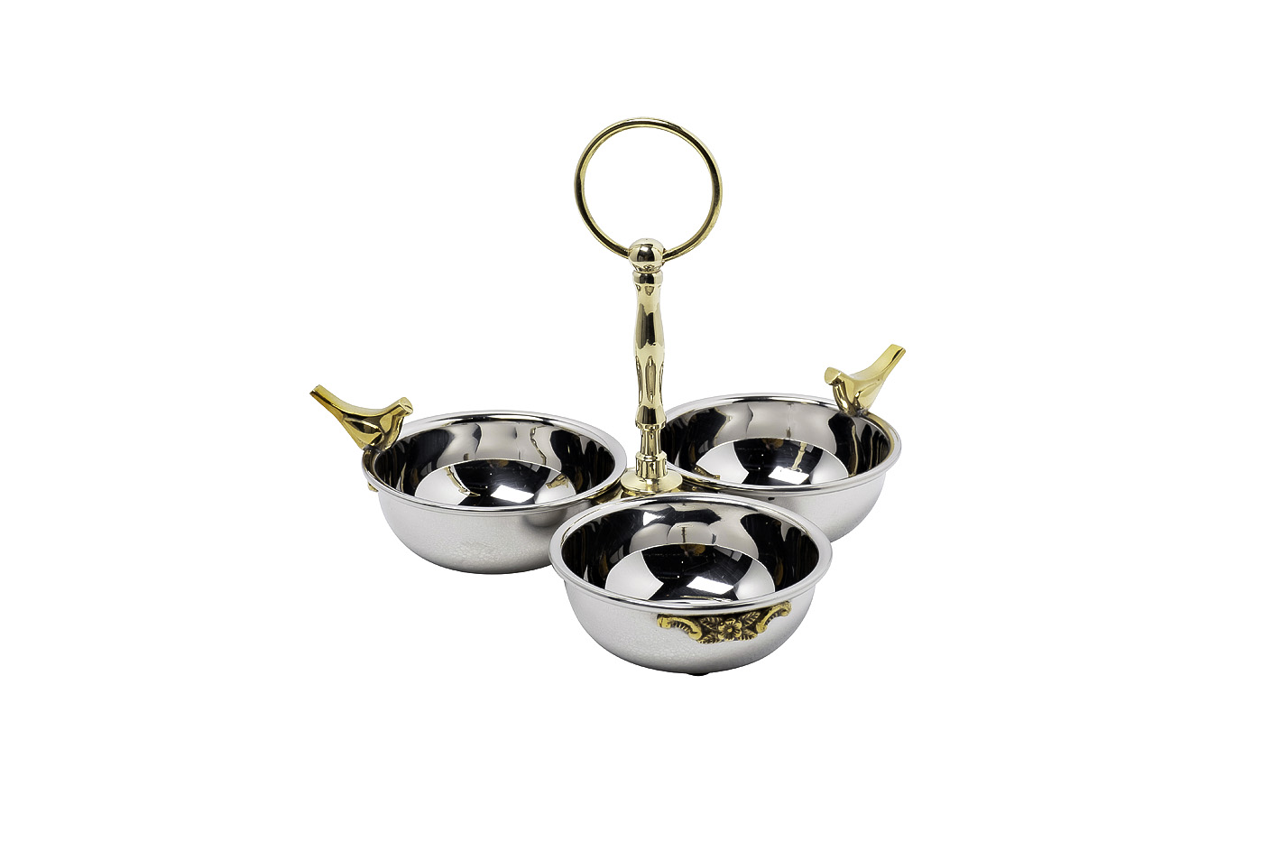 95IM-0099 Менажница "Птицы (Birds)" 3 чаши н/ж сталь d21*17см