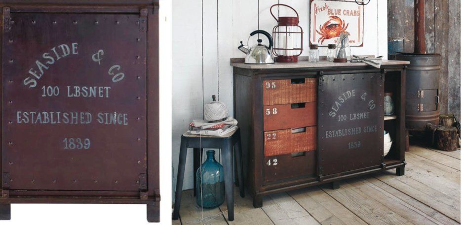 Буфет металлический с деревянными ящиками Industrial Rust Iron Buffet 10.087
