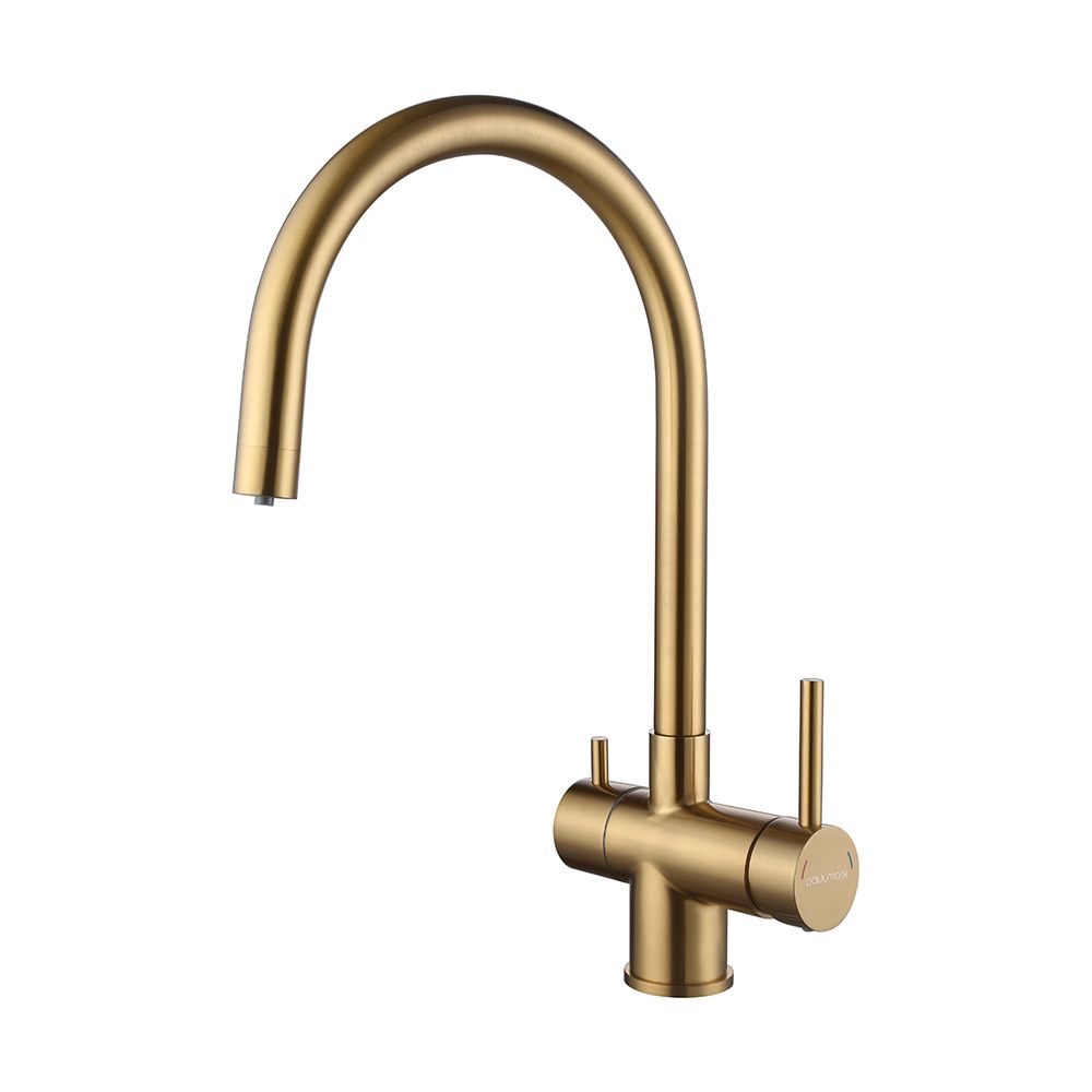 Смеситель для кухни Heller, брашированное золото, He213218-BG, Paulmark