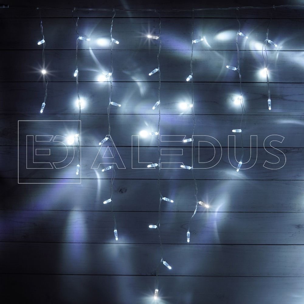 Бахрома (Айсикл) ALEDUS 3x0.9 м, прозрачный провод, ПВХ, белый, с мерцанием i-TP-3x0.9M-W/F