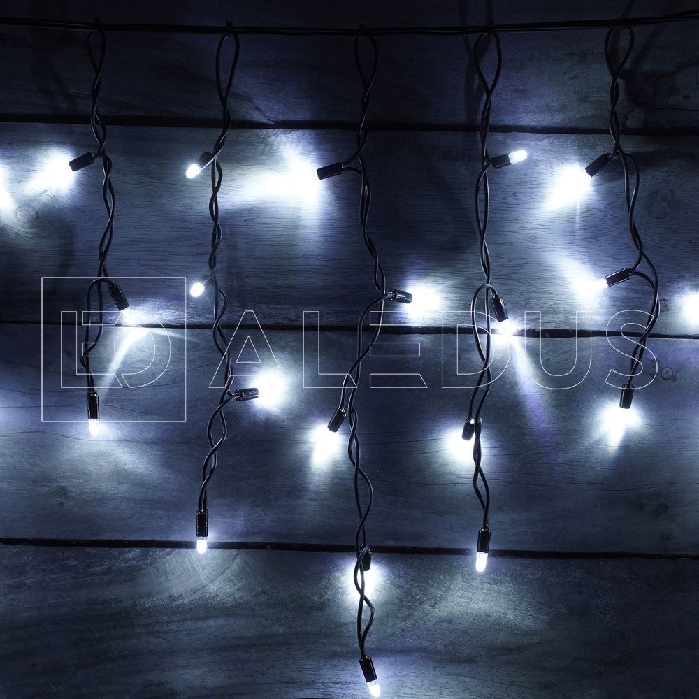 Бахрома (Айсикл) ALEDUS 3x0.5 м, черный провод, ПВХ, белый, без мерцания i-BP-3x0.5M-W