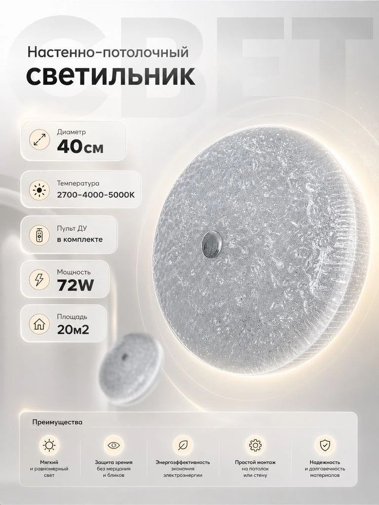 Светильник светодиодный настенно-потолочный Амазон Хоум Acrylic Shell AMG007646