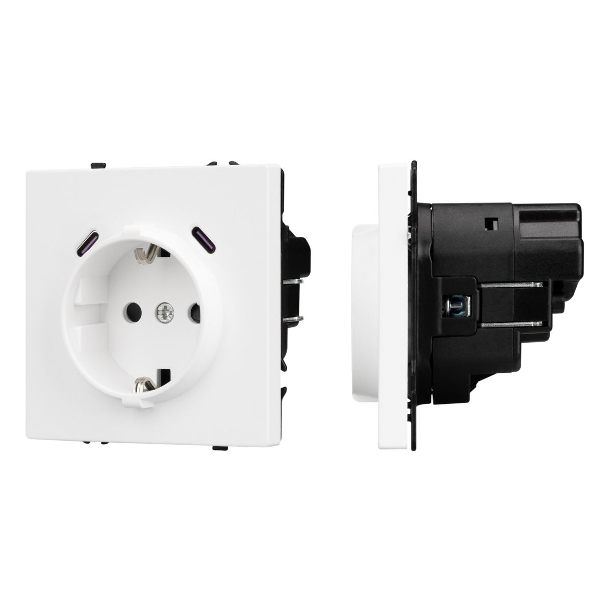 Розетка зк со шторками с USB тип C+С софт-тач белый кварц Arlight SCT-MUCC-SFPL-WH (250V, 16A) 06181