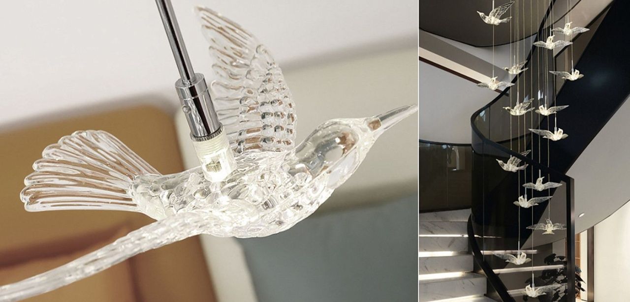 Дизайнерская люстра для лестницы с птицами Glowing Birds 40.5054-0