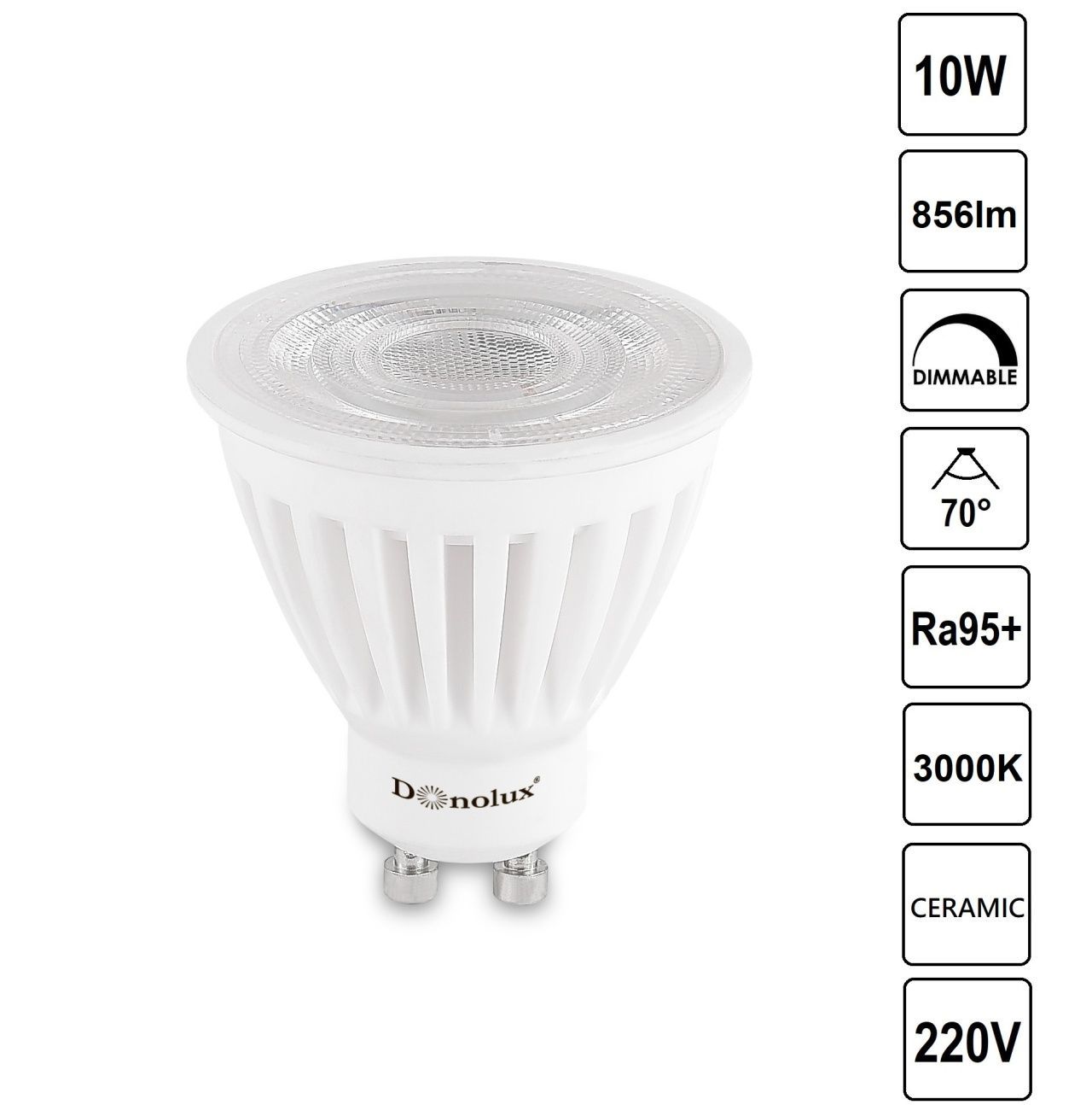 Светодиодная лампа CERAMIC 10Вт, 3000K, 856Лм, Dim Triac