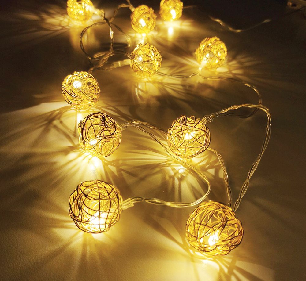 Светодиодная гирлянда Feron CL594 линейная интерьерная Золотые шарики, статичная, 2700K, 1.8 м с пит