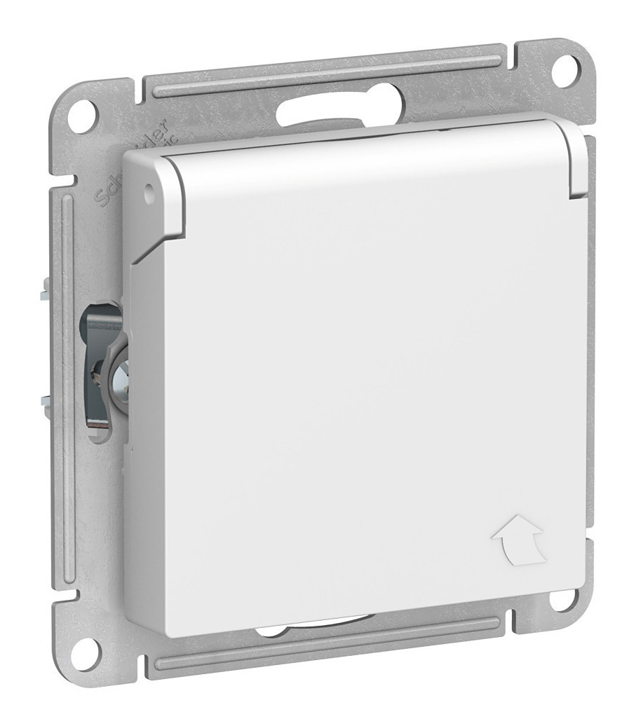 Розетка Systeme Electric ATLASDESIGN, с заземлением, с крышкой, со шторками, белый