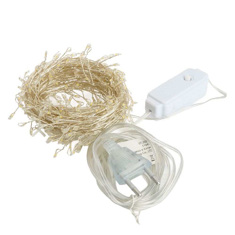 Светодиодная гирлянда Кластер (на проволоке) Feron CL584 линейная 12м  мультиколор, c питанием от се