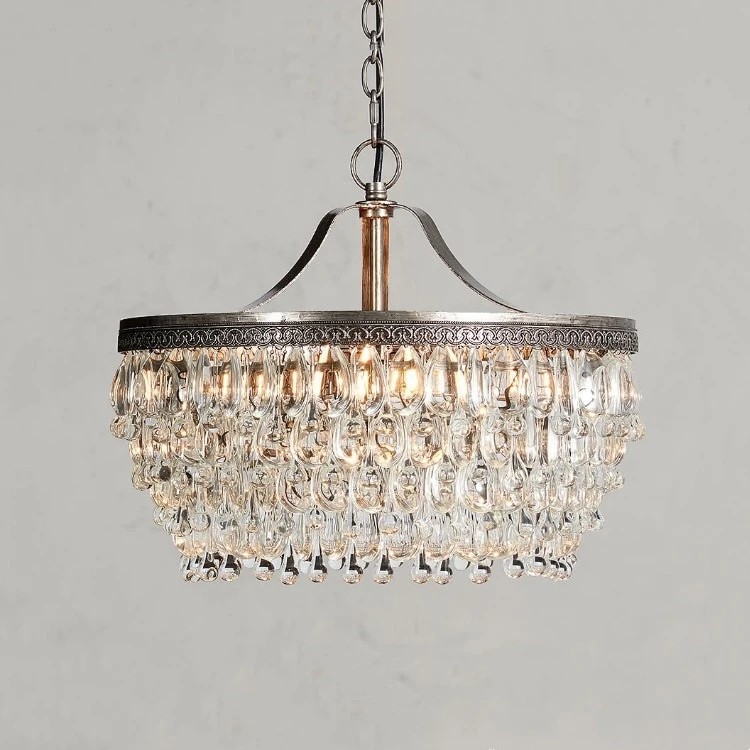 Люстра подвесная Амазон Хоум Clarissa Glass Drop Petite Round Chandelier D60 AMG008482